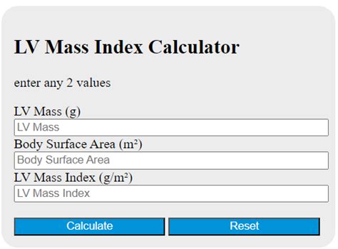 calculator lv|how to calculate lv mass.